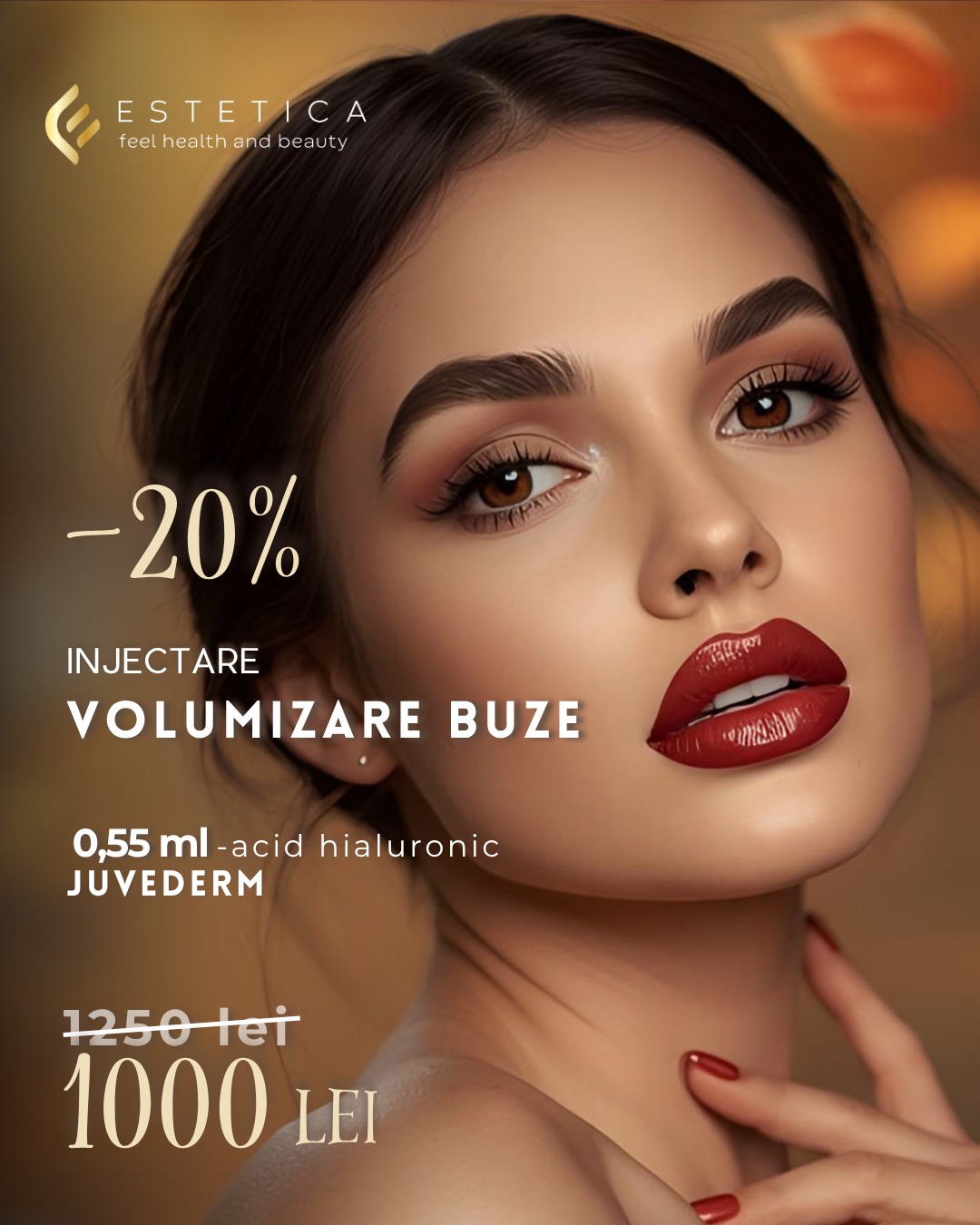 Oferte 9 injectare buze cu 0.55 ml acid hialuronic Juvederm