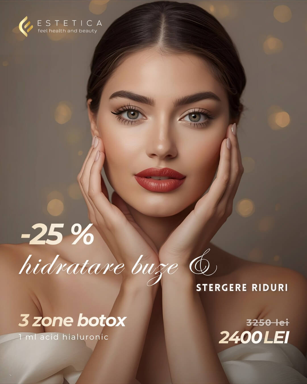 Home 7 Femeie cu ten luminos si buze hidratate dupa tratament estetic cu acid hialuronic si botox pentru estomparea ridurilor.